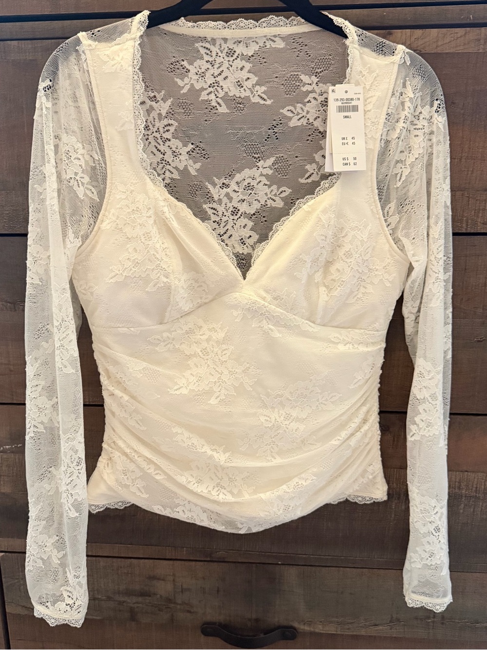 Abercrombie & Fitch Cream Lace Long-Sleeve Cami
